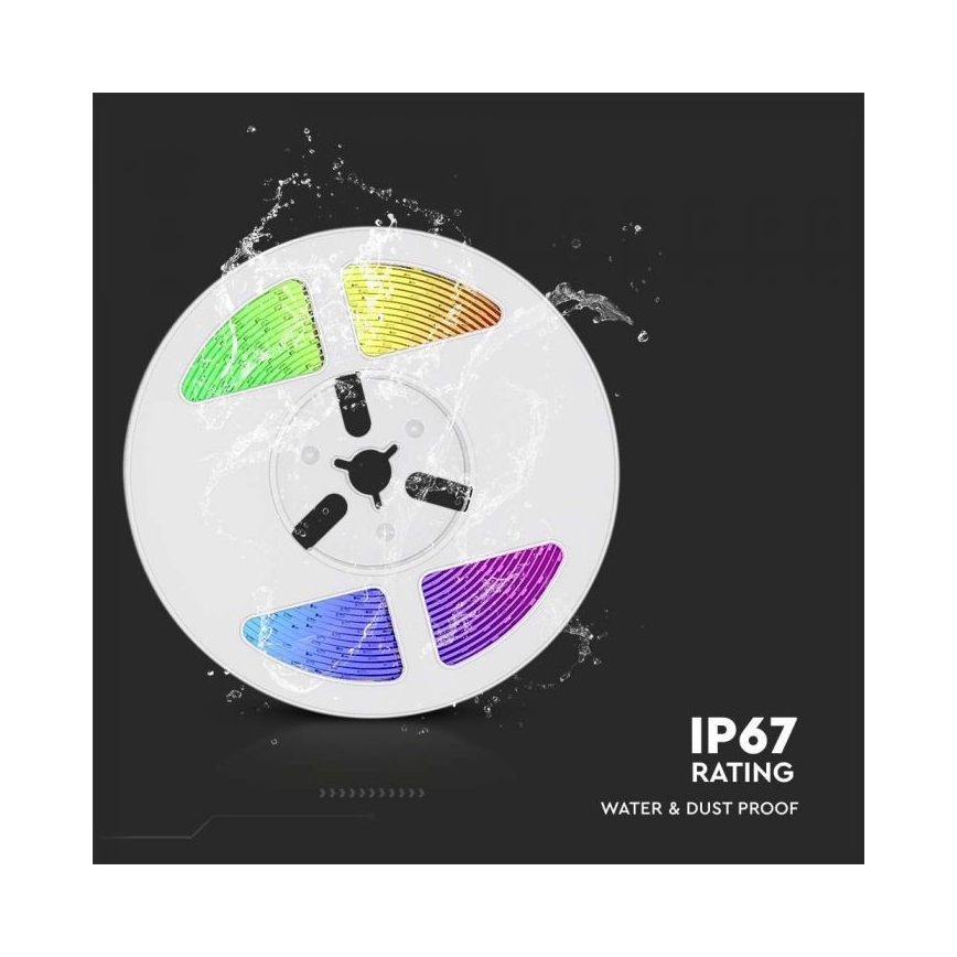 LED RGB Himmennettävä aurinko nauha LED/1,2W/3,7V IP67 5m + kauko-ohjaus