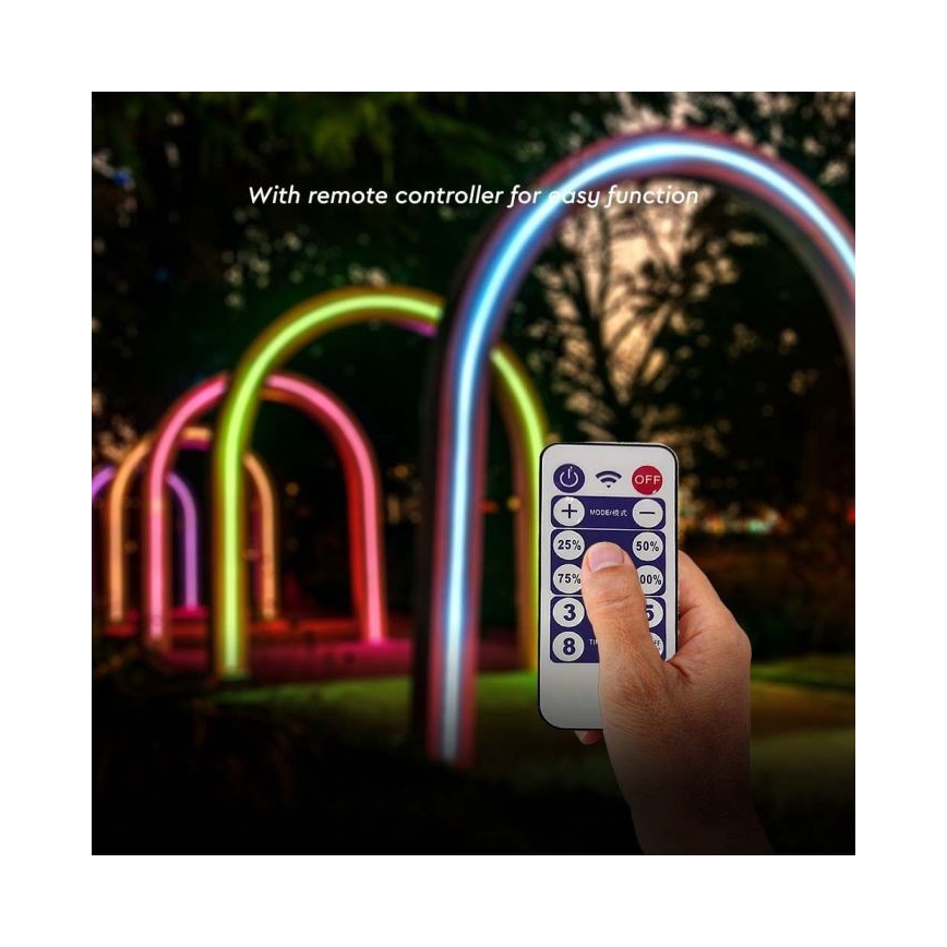 LED RGB Himmennettävä aurinko nauha LED/1,2W/3,7V IP67 5m + kauko-ohjaus