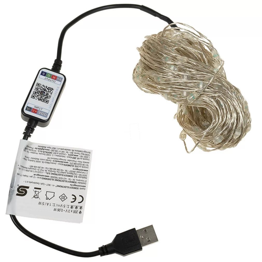 LED RGB Himmennettävä jouluketju 200xLED/29 funktiota 20,4m