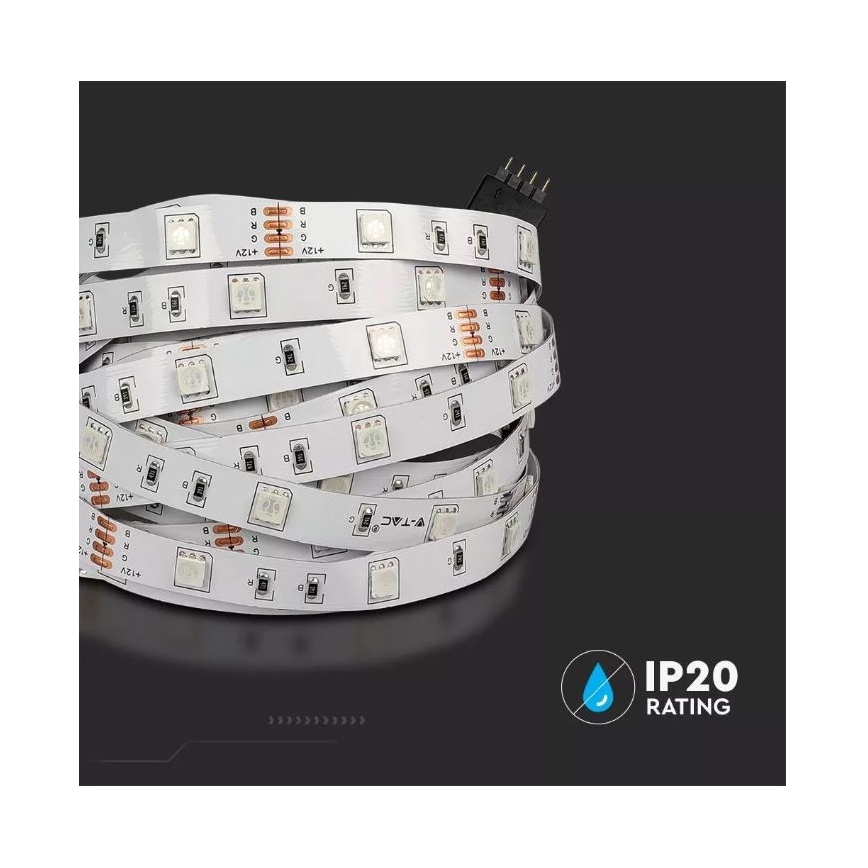 LED RGB himmennettävä nauha 2x5m LED / 4,8W / 230V + RC