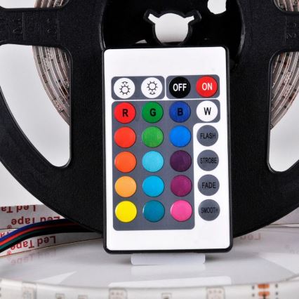 LED RGB Himmennettävä nauha 5m LED/18W/12V IP20 + kaukosäädin