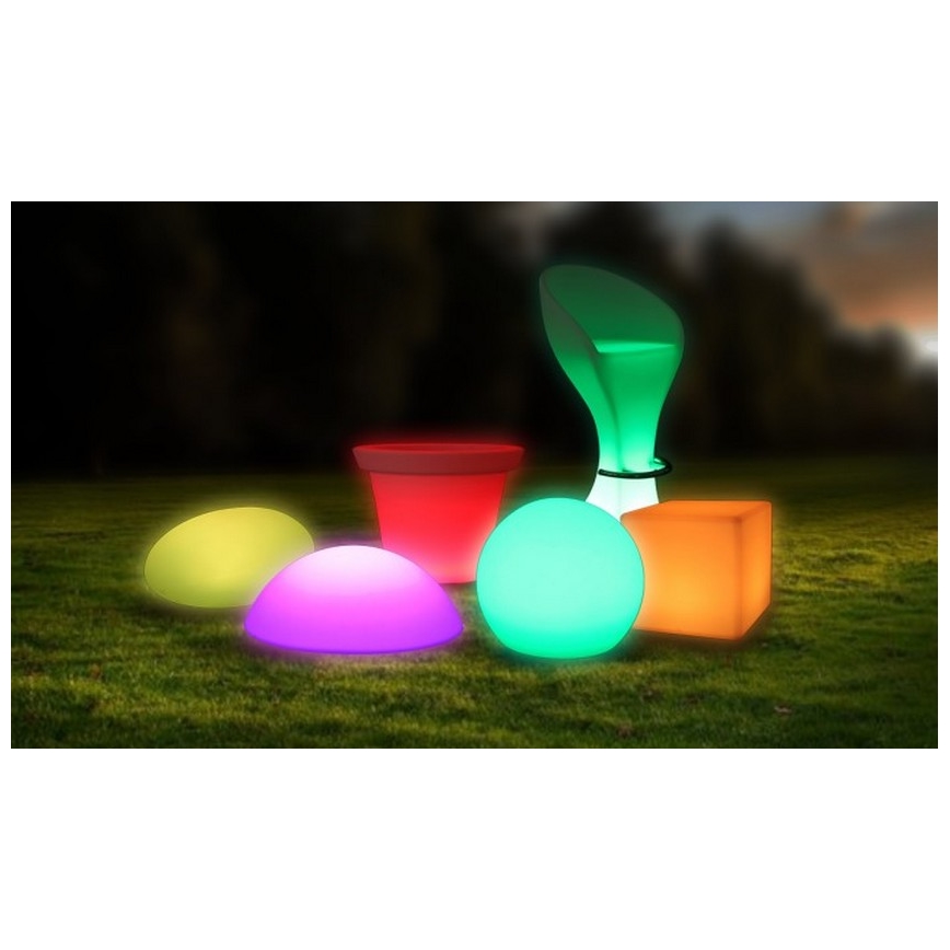 LED RGB himmennettävä ulkovalaisin LED/1W/5V 1000 mAh 20 cm IP67 + kaukosäädin