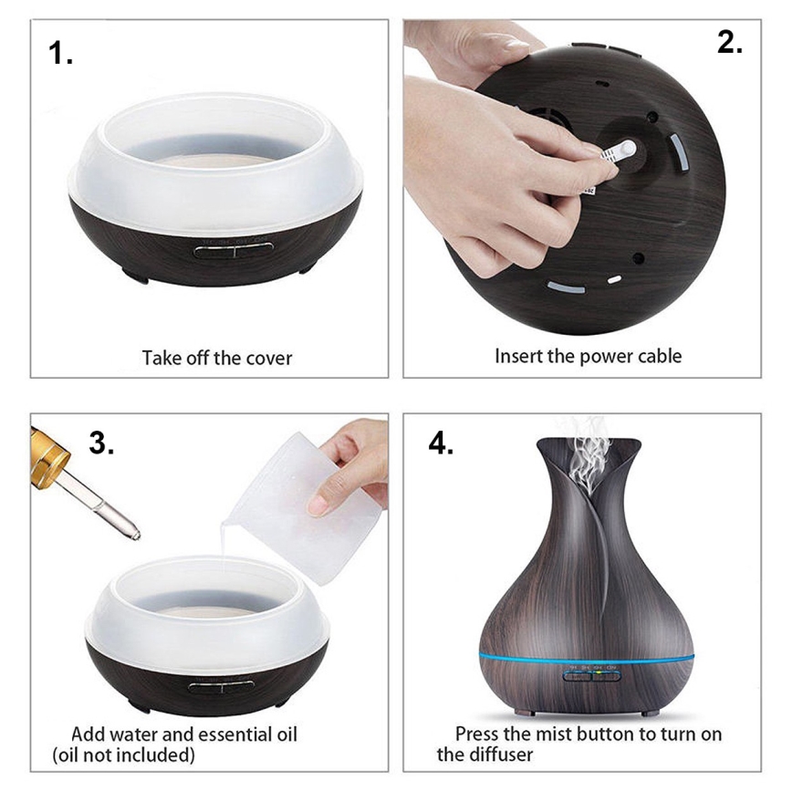 LED RGB Ilmankostutin ja ionisaattori 400 ml