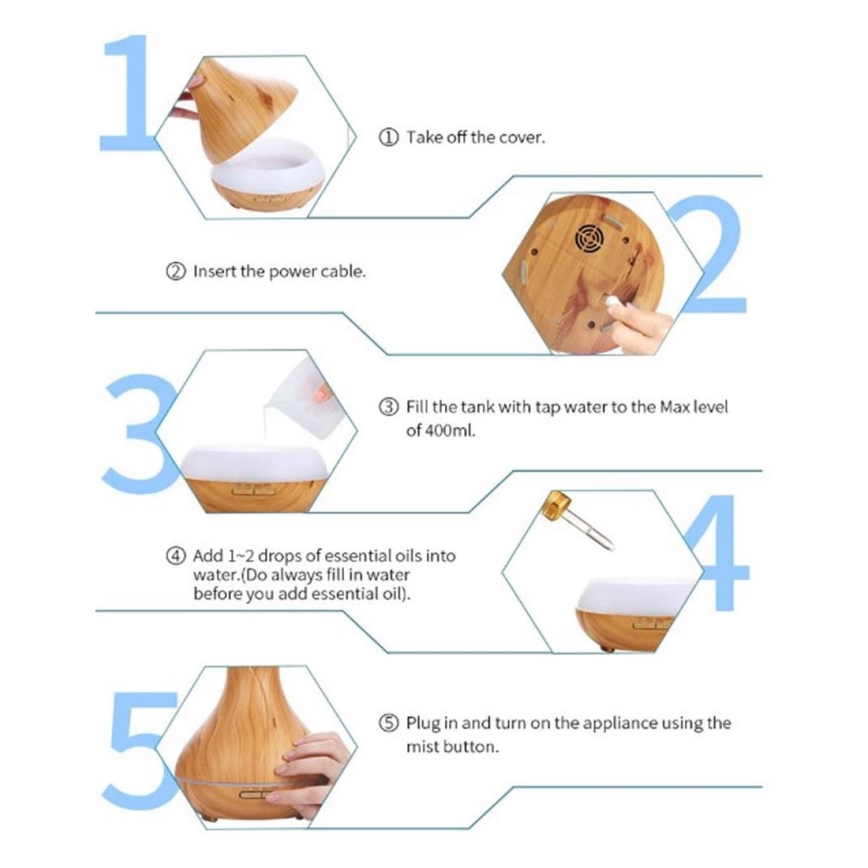 LED RGB Ilmankostutin ja ionisaattori 400 ml