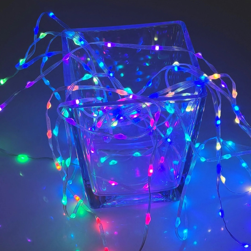 LED RGB Jouluketju LED/10W/5V 10 m USB + kauko-ohjaus