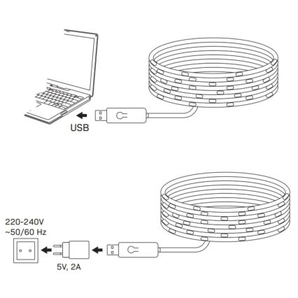 LED RGB jouluvalosarja LED/10W/5V 10 m USB + kaukosäädin