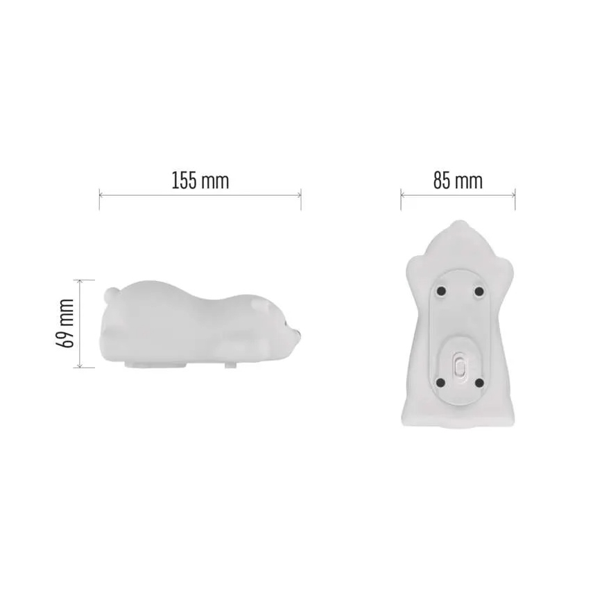LED RGB ladattava kosketusohjattu yövalo LED/3,7V 1200 mAh nalle