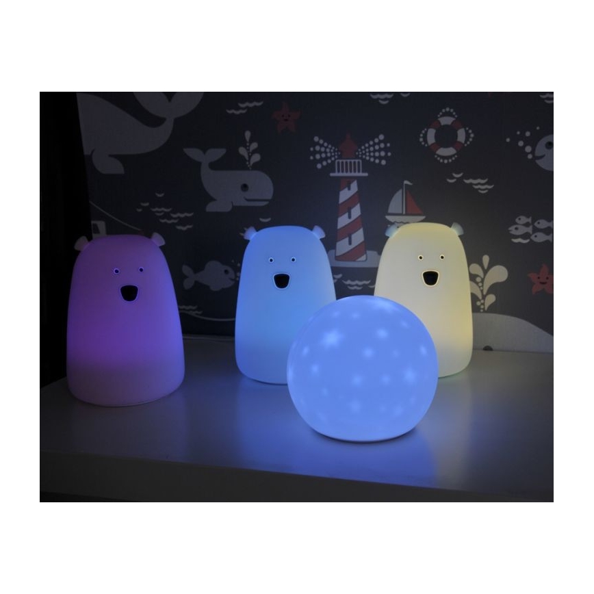 LED RGB Lasten kosketuslamppu BEAR LED/0,8W/5V sininen