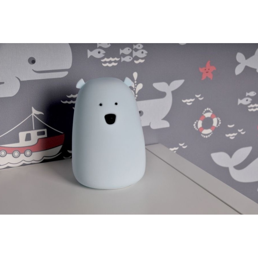 LED RGB Lasten kosketuslamppu BEAR LED/0,8W/5V sininen