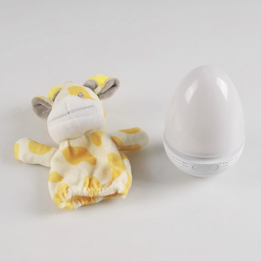 LED RGB Lasten yöpöytälamppu melodialla 3xAAA/5V kirahvi