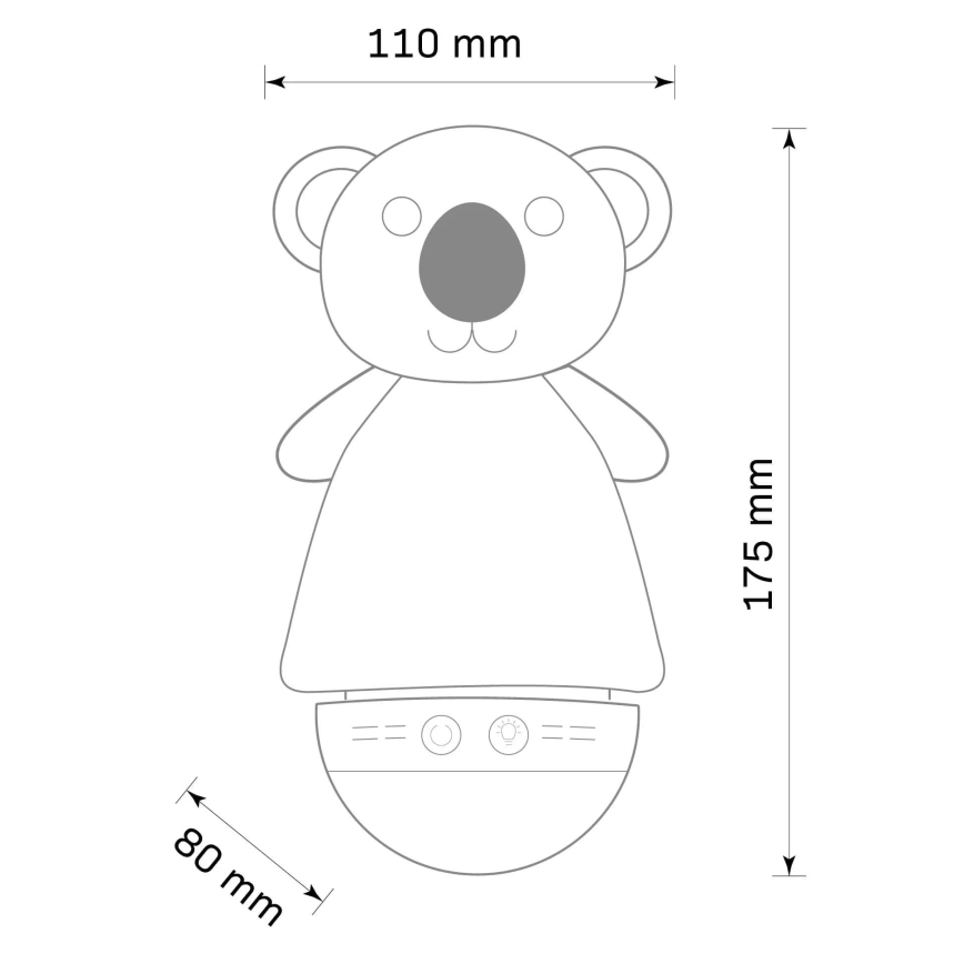 LED RGB Lasten yövalaisin kanssa melody 3xAAA/5V koala