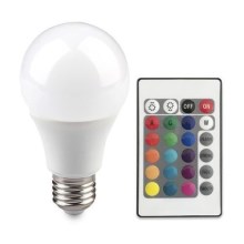 LED-RGB-polttimo kaukosäätimellä BULB E27/9W/230V