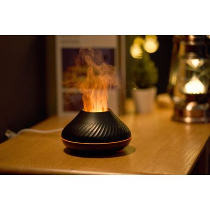 LED RGB Tuoksudiffuuseri liekki jäljitelmällä LED/6,5W/5V 130ml musta
