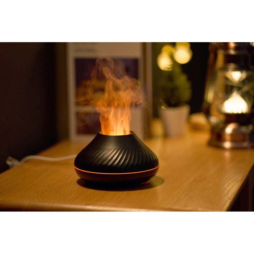 LED RGB Tuoksudiffuuseri liekki jäljitelmällä LED/6,5W/5V 130ml musta