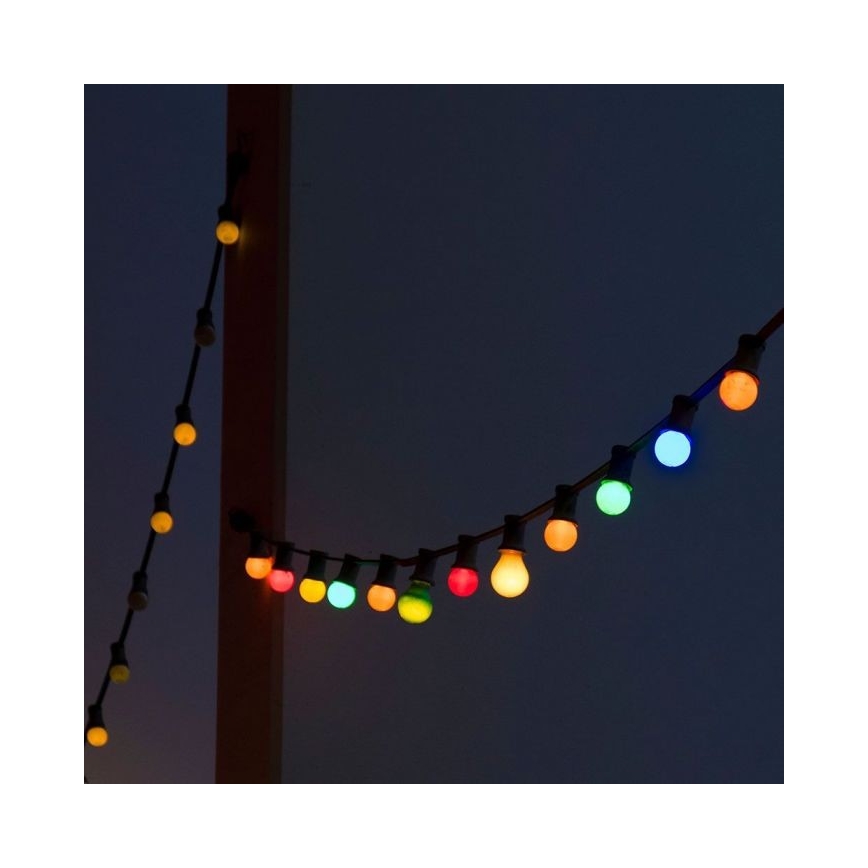 LED RGB Valoketju ulkokäyttöön STRING 13 m 15xLED/0,5W/230V IP44 + kauko-ohjaus