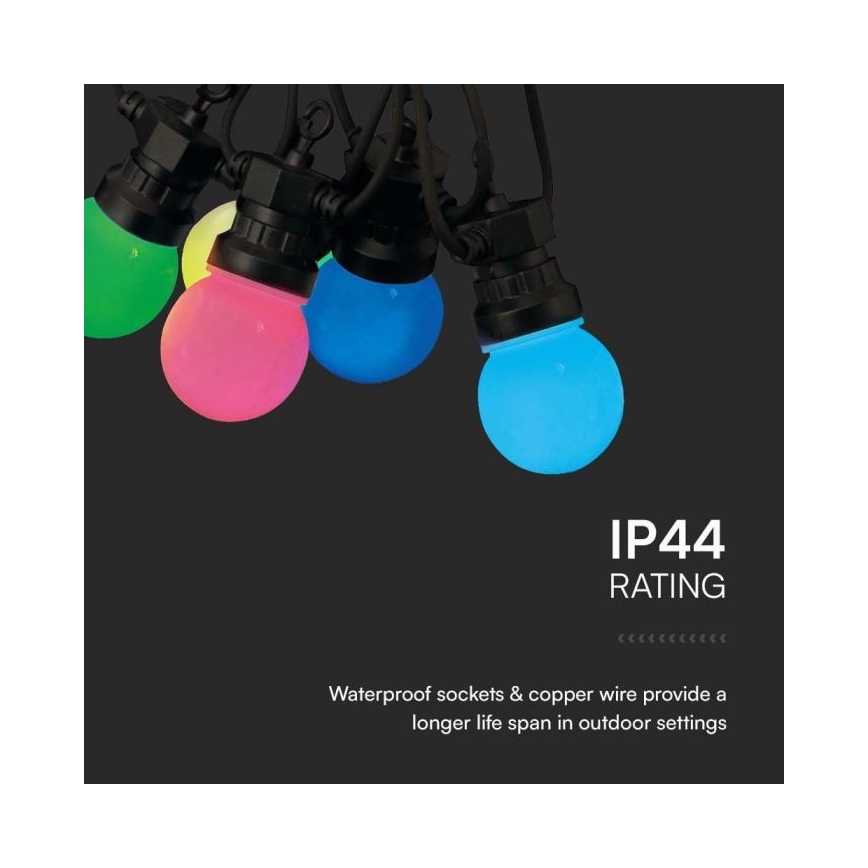 LED RGB Valoketju ulkokäyttöön STRING 13 m 15xLED/0,5W/230V IP44 + kauko-ohjaus