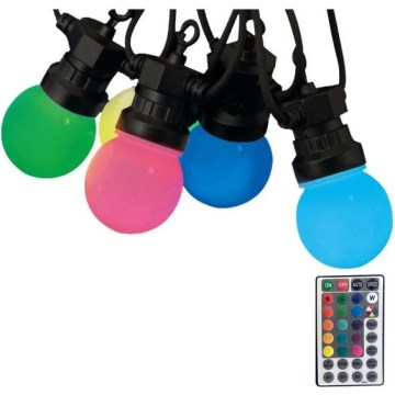 LED RGB Valoketju ulkokäyttöön STRING 13 m 15xLED/0,5W/230V IP44 + kauko-ohjaus