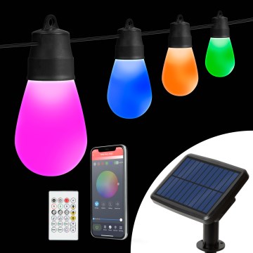 LED RGBIC himennettävä aurinkovalosarja 15xLED/1,3W/3,7V 2200 mAh 8 m IP65 musta + kaukosäädin