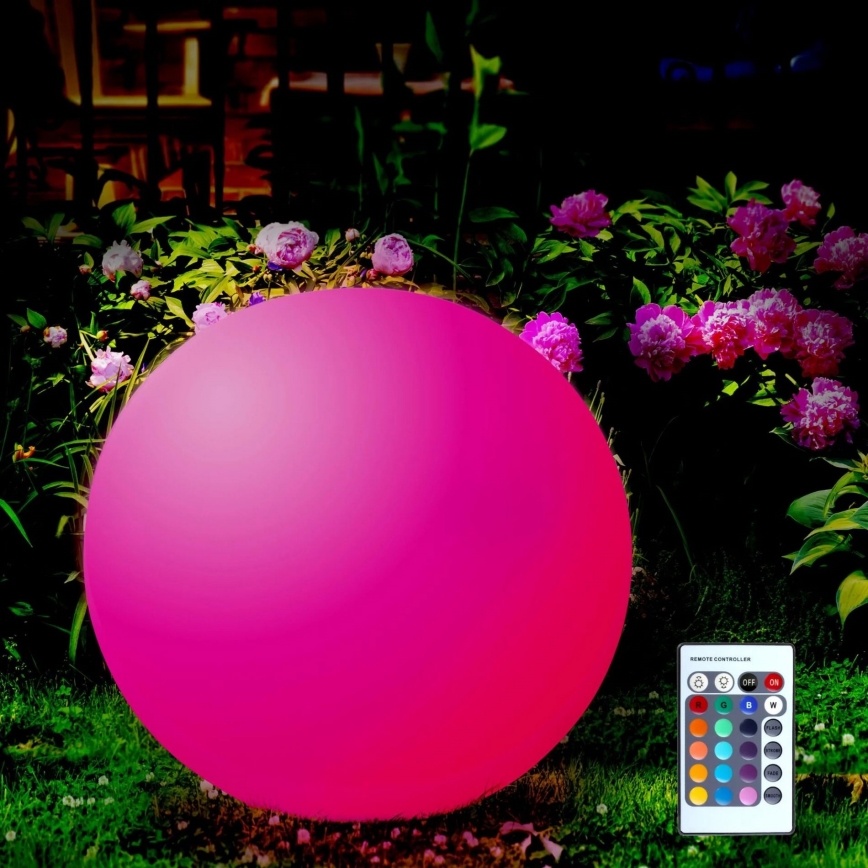 LED RGBW Aurinkolamppu BALL LED/3,7V 1500 mAh halkaisija 50 cm IP65 + kauko-ohjaus