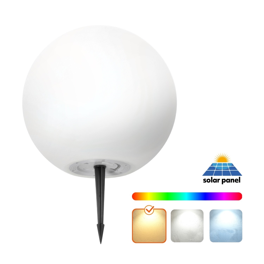 LED RGBW Himennettävä aurinkovalaisin GARDEN BALL LED/5W/3,7V 3000K IP54 2200 mAh halkaisija 40 cm + kauko-ohjain