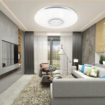 LED RGBW himmennettävä kattovalaisin kaiuttimella LED/60W/230V 3000–6000K halkaisija 40 cm valkoinen + kaukosäädin