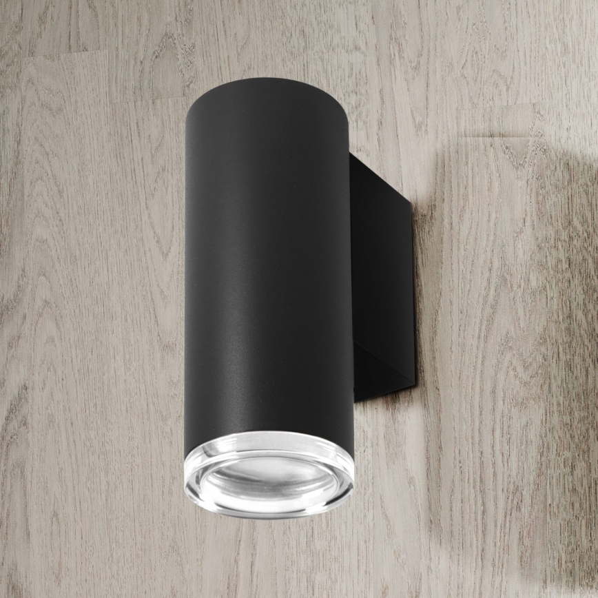 LED RGBW himmennettävä kylpyhuoneen seinävalaisin TURYN 1xGU10/4,8W/230V 3000K IP44 musta + kaukosäädin
