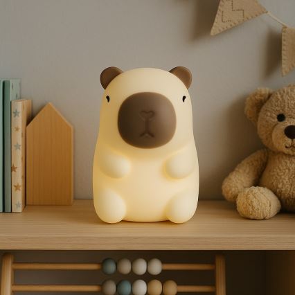 LED RGBW himmennettävä ladattava kosketusohjattu lasten yövalo KAPYBARA LED/0,45W/5V 800 mAh