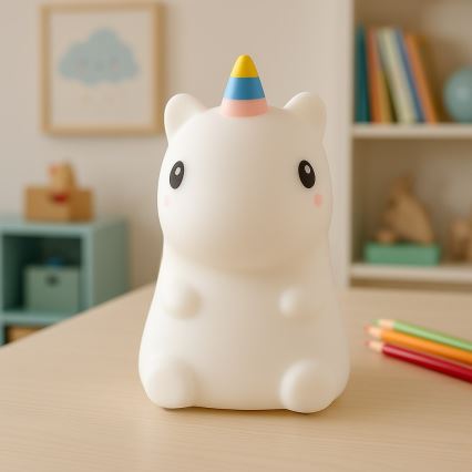 LED RGBW himmennettävä ladattava kosketusohjattu lasten yövalo UNICORN LED/1W/5V 1200 mAh