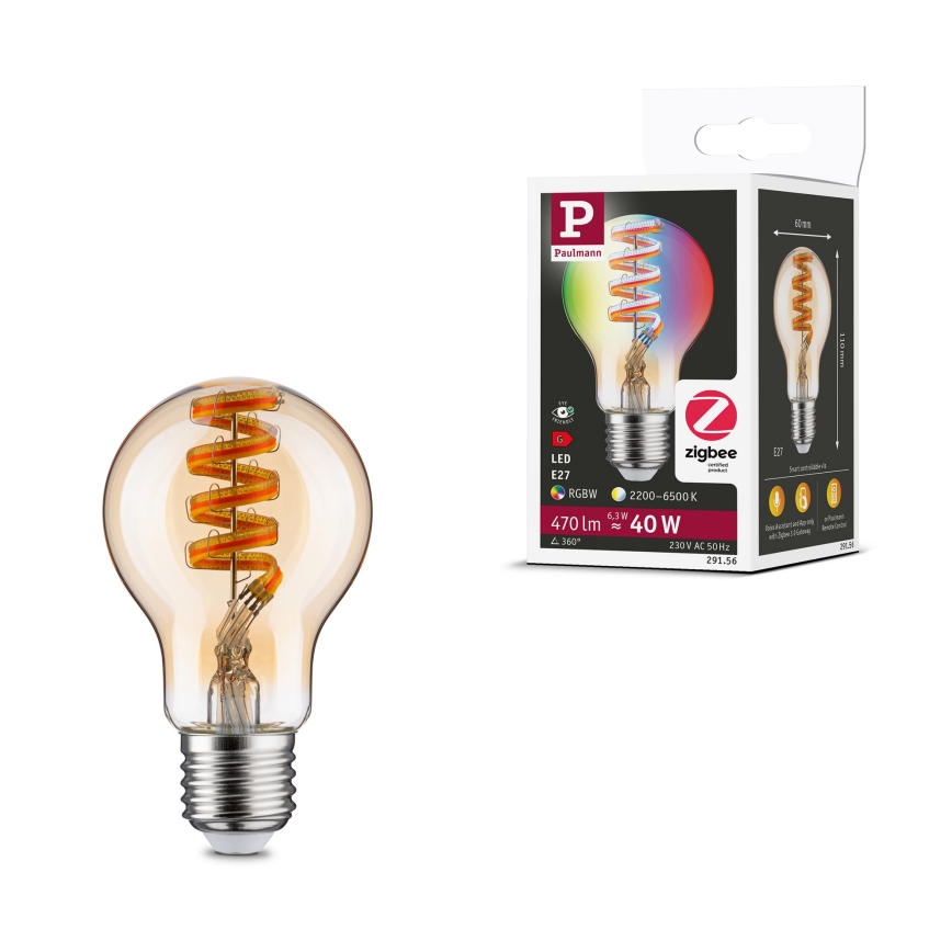 LED RGBW himmennettävä FILAMENT-polttimo E27/6,3W/230V 2200-6500K - Paulmann 29156
