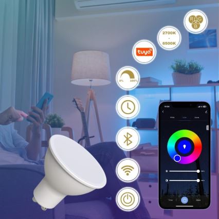 LED RGBW himmennettävä lamppu GU10/4,5W/230V 2700-6500K Wi-Fi Tuya