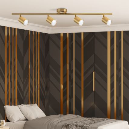 LED RGBW himmennettävä kohdevalaisin GOLDIE 4xGU10/4,8W/230V 3000K kullanvärinen + kaukosäädin