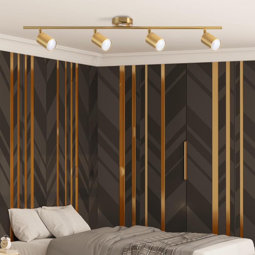 LED RGBW himmennettävä kohdevalaisin GOLDIE 4xGU10/4,8W/230V 3000K kullanvärinen + kaukosäädin