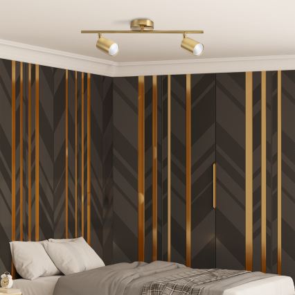 LED RGBW himmennettävä spottivalaisin GOLDI 2xGU10/6W/230V 3000K kultainen + kaukosäädin