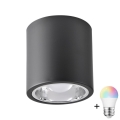 LED RGBW-himmennettävä kohdevalaisin JUPITER 1xE27/6,5W/230V 2700-6500K Wi-Fi halkaisija 13 cm musta