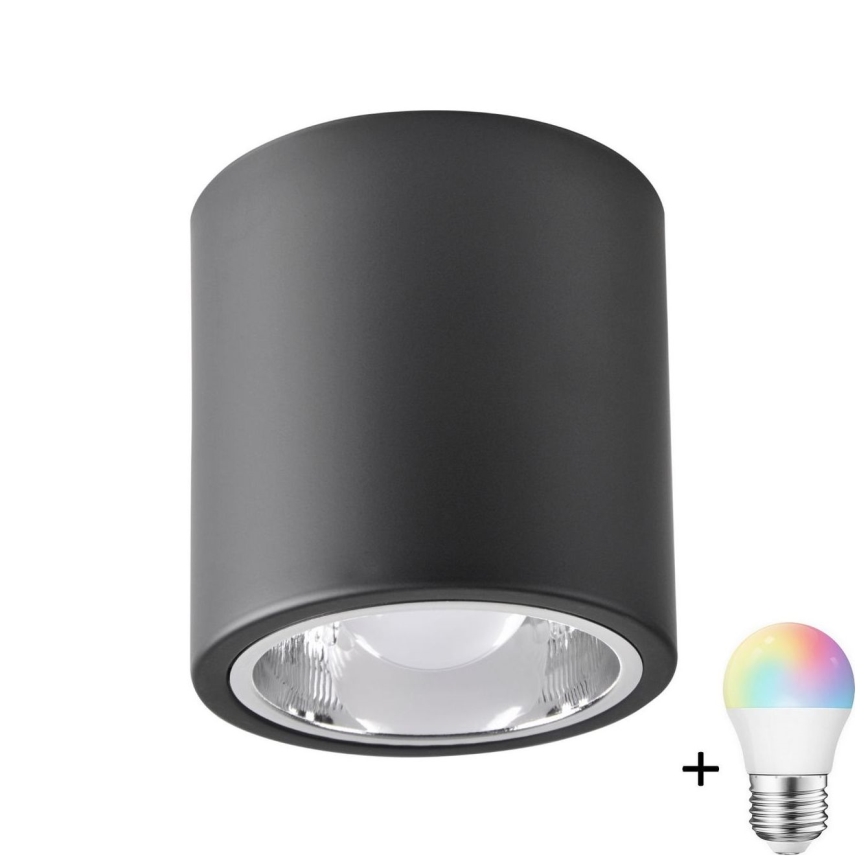 LED RGBW-himmennettävä kohdevalaisin JUPITER 1xE27/6,5W/230V 2700-6500K Wi-Fi halkaisija 13 cm musta