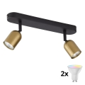 LED RGBW himmennettävä kohdevalaisin TOP 2xGU10/6,5W/230V 2700-6500K kulta/musta