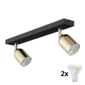 LED RGBW himmennettävä kohdevalaisin TOP 2xGU10/6,5W/230V 2700-6500K musta/kulta