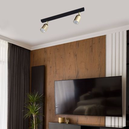 LED RGBW himmennettävä kohdevalaisin TOP 2xGU10/6,5W/230V 2700-6500K musta/kulta