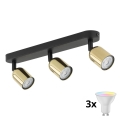 LED RGBW himmennettävä kohdevalaisin TOP 3xGU10/6,5W/230V 2700-6500K musta/kultainen