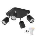 LED RGBW himmennettävä kohdevalaisin TOP 4xGU10/6,5W/230V 2700-6500K musta