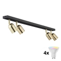 LED RGBW himmennettävä kohdevalaisin TOP 4xGU10/6,5W/230V 2700-6500K musta/kultainen
