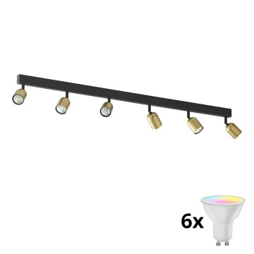 LED RGBW himmennettävä kohdevalaisin TOP 6xGU10/6,5W/230V 2700-6500K kultainen/musta