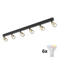 LED RGBW himmennettävä kohdevalaisin TOP 6xGU10/6,5W/230V 2700-6500K musta/kulta