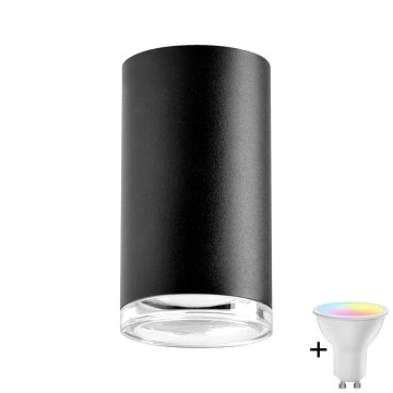 LED RGBW himmennettävä kylpyhuoneen kohdevalaisin TURYN 1xGU10/4,8W/230V 3000K IP44 musta + kaukosäädin