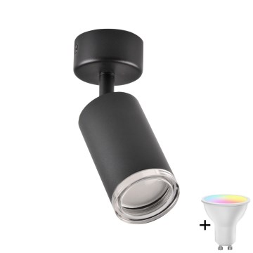 LED RGBW-himmennettävä kylpyhuoneen kohdevalaisin TURYN 1xGU10/4,8W/230V 3000K IP44 musta + kaukosäädin