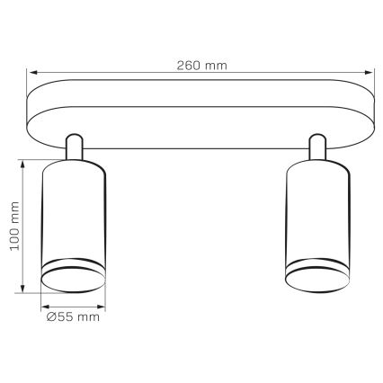 LED RGBW himmennettävä kylpyhuoneen kohdevalaisin TURYN 2xGU10/6W/230V 3000K IP44 musta + kaukosäädin