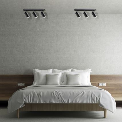 Himmennettävä LED RGBW kylpyhuoneen kohdevalaisin TURYN 3xGU10/4,8W/230V 3000K IP44 musta + kaukosäädin