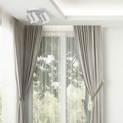 LED RGBW himmennettävä kylpyhuoneen kohdevalaisin TURYN 4xGU10/4,8W/230V 3000K IP44 valkoinen + kauko-ohjain