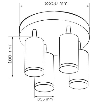 LED RGBW himmennettävä kylpyhuoneen kohdevalaisin TURYN 4xGU10/4,8W/230V 3000K IP44 valkoinen + kauko-ohjain
