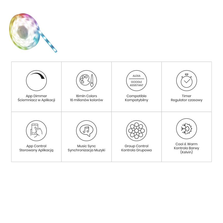 LED RGBW Himmennettävä kylpyhuoneen nauha LED/12,5W/12V IP65 5m Wi-Fi Tuya